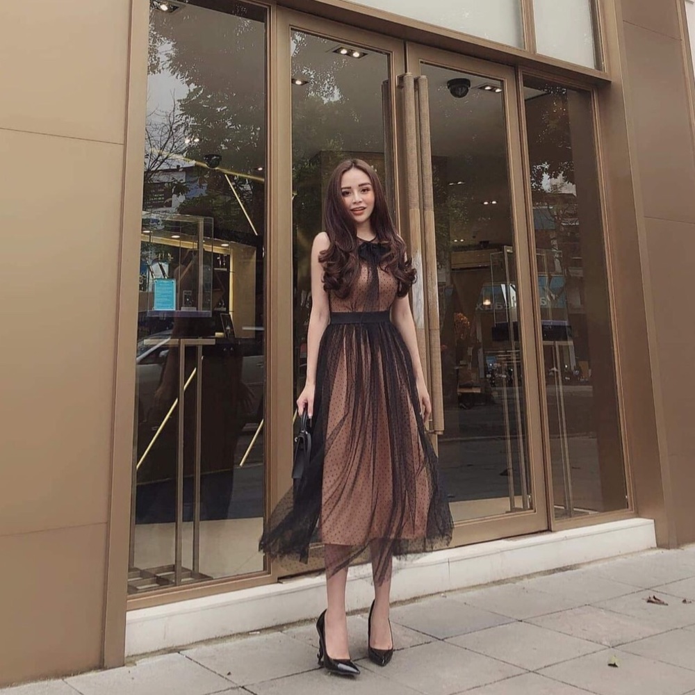 Polka dot midi dress